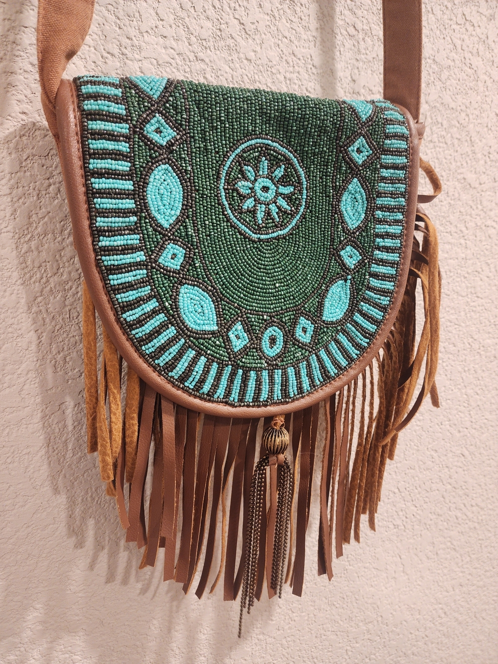 Boho Beaded Fringe Crossbody Bag!